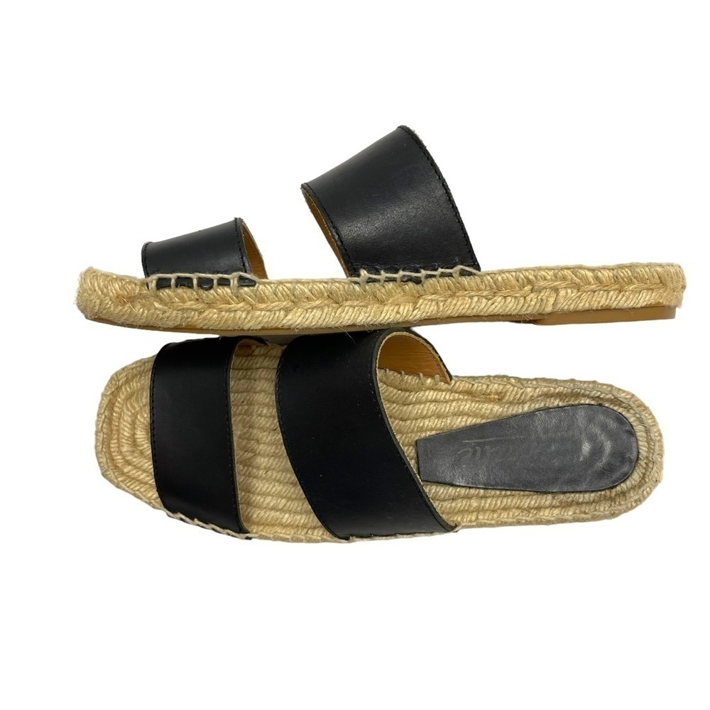 L’intervalle slides sandals flats leather jute size 36 EUR 6 US black casual